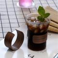 Japanese Style Glass Coffee Mug Walnut Cup Holder Glass Cup