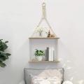1pcs Wall Shelf 2 Tier Cotton Rope Floating Shelves for Bedroom