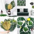 66 Pcs 6 Kinds Artificial Palm Leaves with Monstera Leaves for Decor