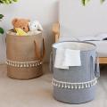 Foldable Braided Jute Cloth Basket Cotton Linen Dirty for Home Jute