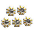 Ceramic Painted Cupboard Knobs Floral Decorative Drawer Knobs,5 Pack