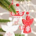 Christmas Pendant, Wooden Angel Elk Pattern Ornaments Decoration, A