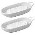 2x Porcelain Grater Plate for Ginger, Garlic and Onion for Kitchen