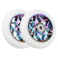 2 Pcs 110mm Scooter Wheels Pu Wheels Thick Stunt with Bearings(white)