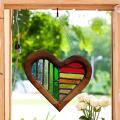 Wooden Acrylic Heart Ornaments Hanging for Home Garden Decor,green