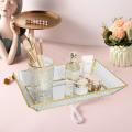 Mirrored Glass Makeup Tray Vintage Jewelry Tray for Dresser M