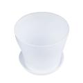Plastic Plant Flower Pot with Tray Round White Upper Caliber 14cm
