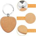 30pcs Blank Heart-shaped Wooden Key Chain Diy Keychains Key Tags Gift