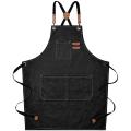 Cotton Cross Apron with Adjustable Straps& Pockets,m to Xxl(black)