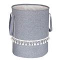 Foldable Braided Jute Cloth Basket Cotton Linen Dirty for Home Grey