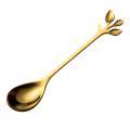 Tableware Gold Leaf Coffee Spoon Fork,(4 Spoons 4 Forks),4.7 In