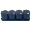 4 Grid Spices Box Pepper Spice Seasoning Organizer,with Spoons,blue