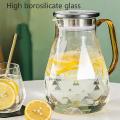 Glass Pitcher 1800ml with Lid, Diamond Pattern, for Hot/cold Water