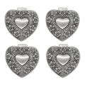 4x Classic Vintage Antique Heart Shaped Jewelry Box Ring Gift,silver
