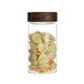 Wood Lid Glass Airtight Canister Food Sealed Grounds Candy Jars B