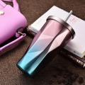 Stainless Steel Tumbler with Straw Double Wall 500ml (pink + Blue)