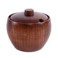 Solid Wood Spice Jar Seasoning Box Japanese Style with and Lid