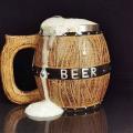 Wooden Barrel Beer Mug, Bucket Shaped Drinkware with Handle