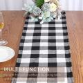 13x70inch Black and White Plaid Table Runner,for Party Home Decor