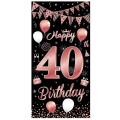40th Birthday Party Decorations Banner Background, Rose Gold