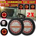 1 Pair 12v-24v 32 Led Rear Round Hamburger Tail Lamp Light
