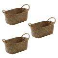 3x Woven Storage Basket Rattan Breadfruit Case Holder(s,24x15x9cm)