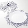 Table Mat Hibiscus Flower Bronzing Pvc Placemat Silver 6 Pieces