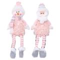Christmas Pink Stretchable Santa Claus Snowman Plush Dolls Toy B