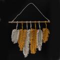 2x Hand-made Macrame Feather Cotton Woven Leaves Wall Tapestry