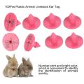 100pcs Plastic Animal Livestock Ear Tag for Rabbit Fox Dog (rose Red)