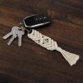 2 Pcs Mini Macrame Keychains Boho Bag with Tassels for Key Purse, A