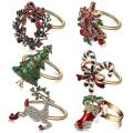 6pcs Christmas Napkin Rings Xmas Napkin Holder Rings Wreath