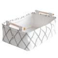 Decorative Storage Basket with Wooden Handles White Collapsible S