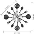 Metal Kitchen Cutlery Wall Clock 14 Inch for Home Decor,black