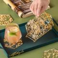 Acrylic Gold Foil Coaster Heat Insulation Table Mat Anti-skid,round