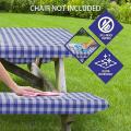 Vinyl Picnic Table &bench Fitted Tablecloth Cover, 3-piece Set, Blue