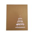 Greeting Cards Paper 3d Pop Up Laser Cut Cake with Envelope Gold