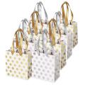 Small Gift Bags with Ribbon Handles(gold Silver Metallic 8 Pack)