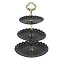1set 3 Layers Cake Stand Dessert Fruits Vegetable Placed Tool Black