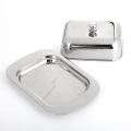 Stainless Steel Butter Dish Storage Keeper Tray with Easy to Hold Lid