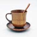 3pcs/set Wooden Cup Saucer Spoon Set Coffee Tea Tools Accessories