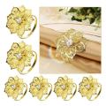 12-piece Alloy Napkin Ring with Hollow Flower Napkin Set (golden)