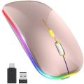 Led Wireless Mouse,with Usb & Type-c Receiver, for Laptop(rose Gold)