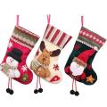 3 Pcs Christmas Stockings Santa Claus Snowman and Reindeer for Xmas