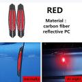 4pcs Super Red Reflective Stickers Carbon Fiber Strips Car Side Door