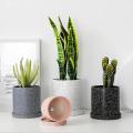 Ceramic Flower Pot with Tray Storage Container Plant Flowerpot Pink