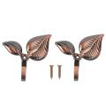 2 X Leaf Shaped Curtain Wall Hooks Home Decor, Red Bronze