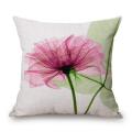 45x45cm Ink Painting Flower Flax Pillow Case Pink and Green