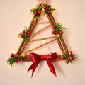 Christmas Wreath Door Window Decoration Rattan with Bow Pine Cones