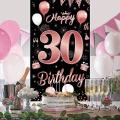30th Birthday Party Decorations Banner Background, Rose Gold